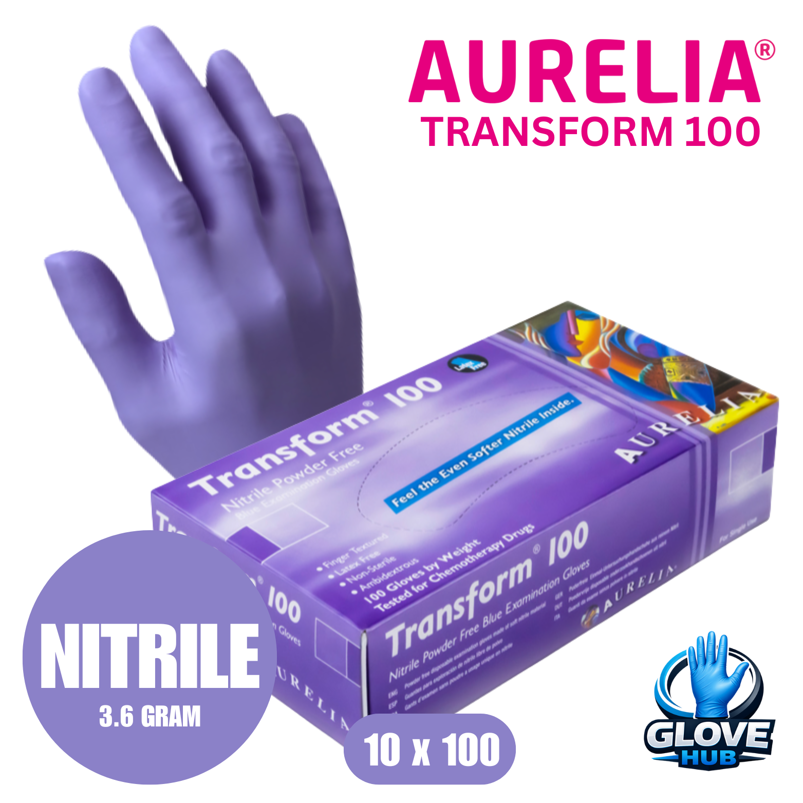 Aurelia Transform 100 - Finger-Textured Powder-Free Nitrile (10x100)