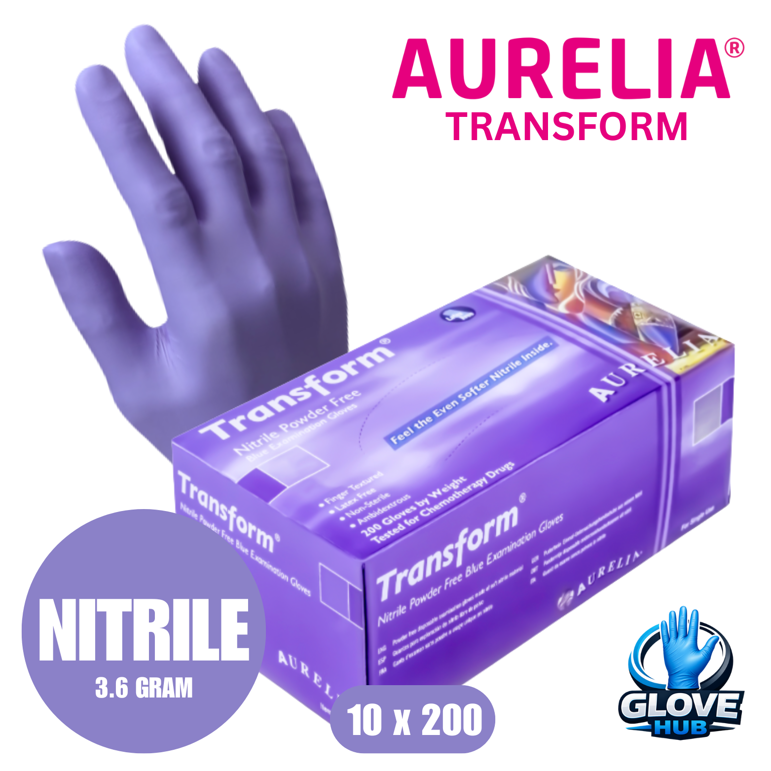 Aurelia Transform - Finger-Textured Powder-Free Nitrile (10x200)