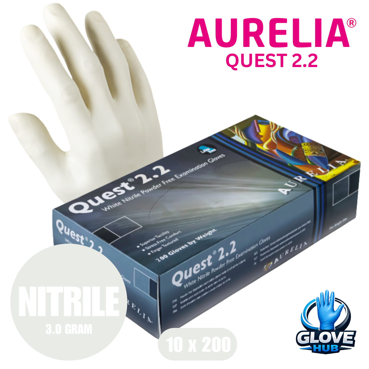 Aurelia Quest 2.2 - Finger-Textured Powder-Free Nitrile (10x100)