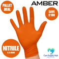 Amber - 8.5g Orange Diamond Grip Nitrile Gloves - Bulk Buy Pallet Deal - 36 Cases