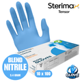 Sterimax Tensor® Blend Blue Nitrile Powder-Free Gloves - 1 Case (10x100)