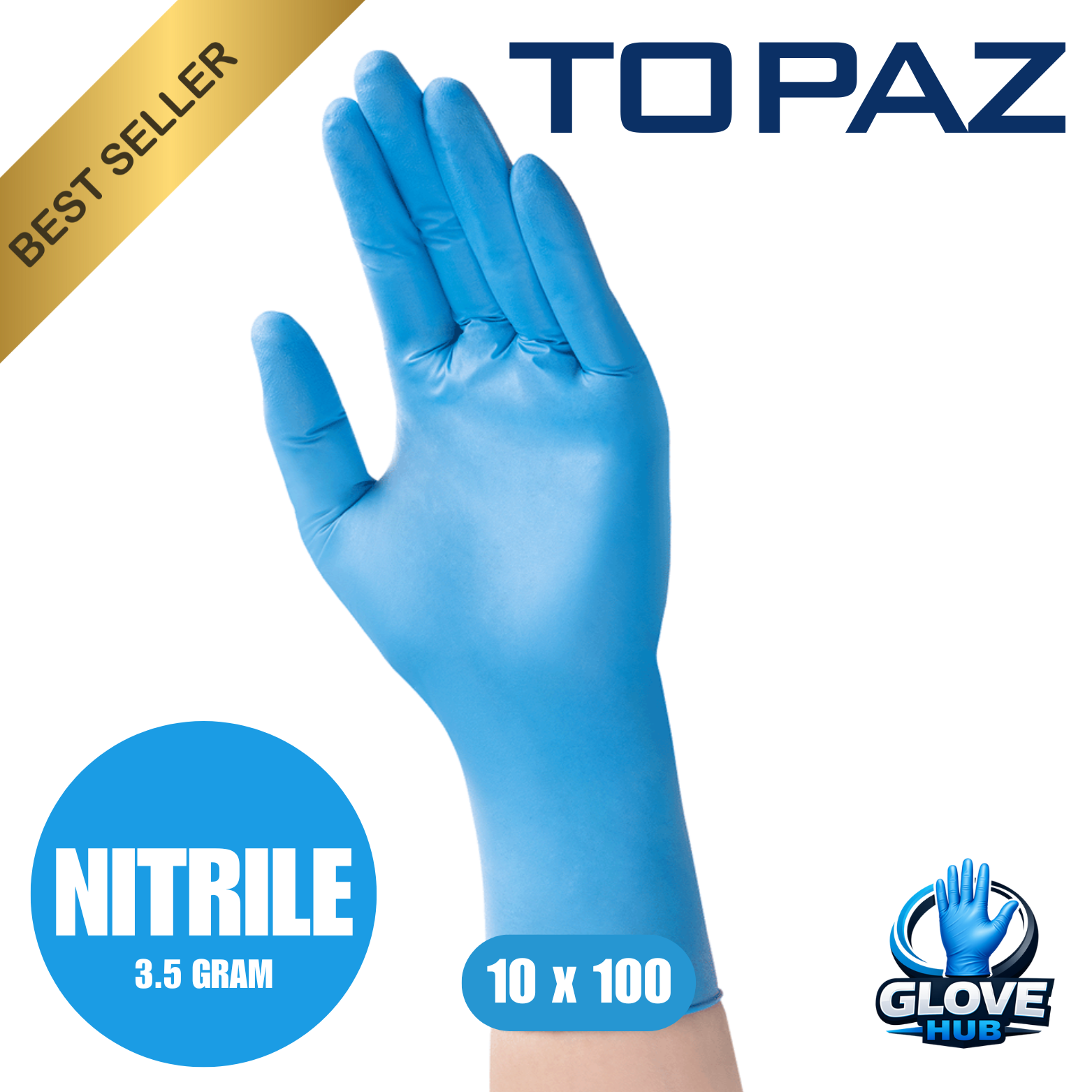 Topaz Blue Nitrile Powder Free Gloves 1 Case (10x100)