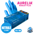 Aurelia Robust Plus Nitrile Disposable Gloves – Premium Blue Examination Gloves (10x100)