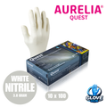 Aurelia Quest White Nitrile Examination Gloves – Powder-Free Disposable (10x100)