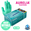 Aurelia Perform Green Nitrile Examination Gloves – Powder-Free Disposable (10x200)