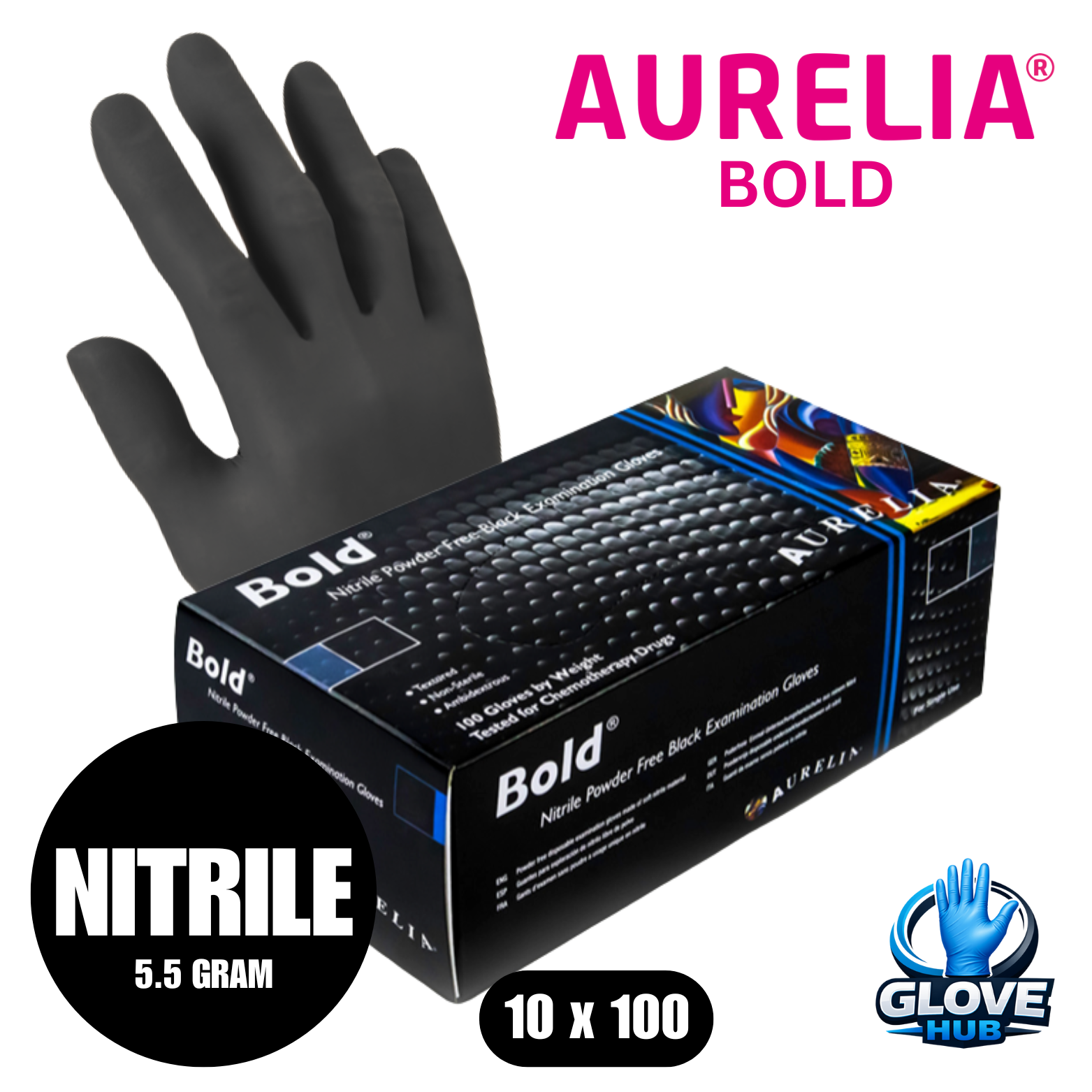 Aurelia Bold - Finger-Textured Powder-Free Nitrile (10x100)