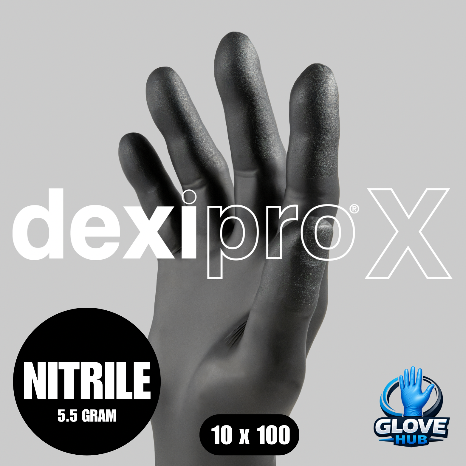 DexiPro X Black Nitrile Powder Free Gloves 1 Case (10x100)