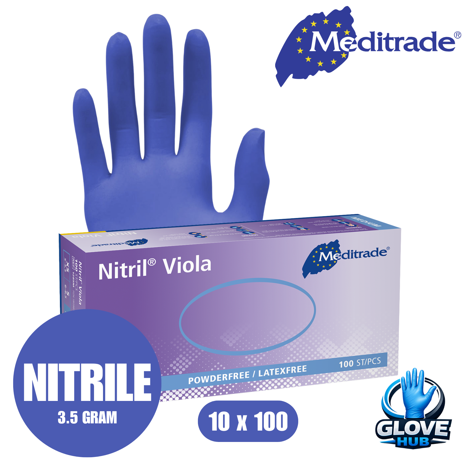 Nitrile Viola Nitrile Examination Gloves – Violet, Powder-Free (10X100)