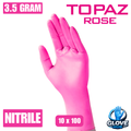 Topaz Rose Nitrile Gloves 3.5g Powder-Free Disposable Gloves – Pink - Latex-Free - 1 Case (10x100)
