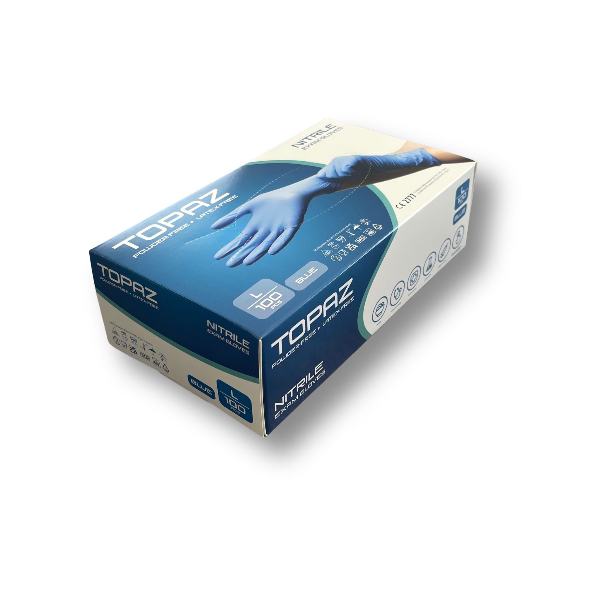 Topaz Blue Nitrile Powder Free Gloves 1 Case (10x100)