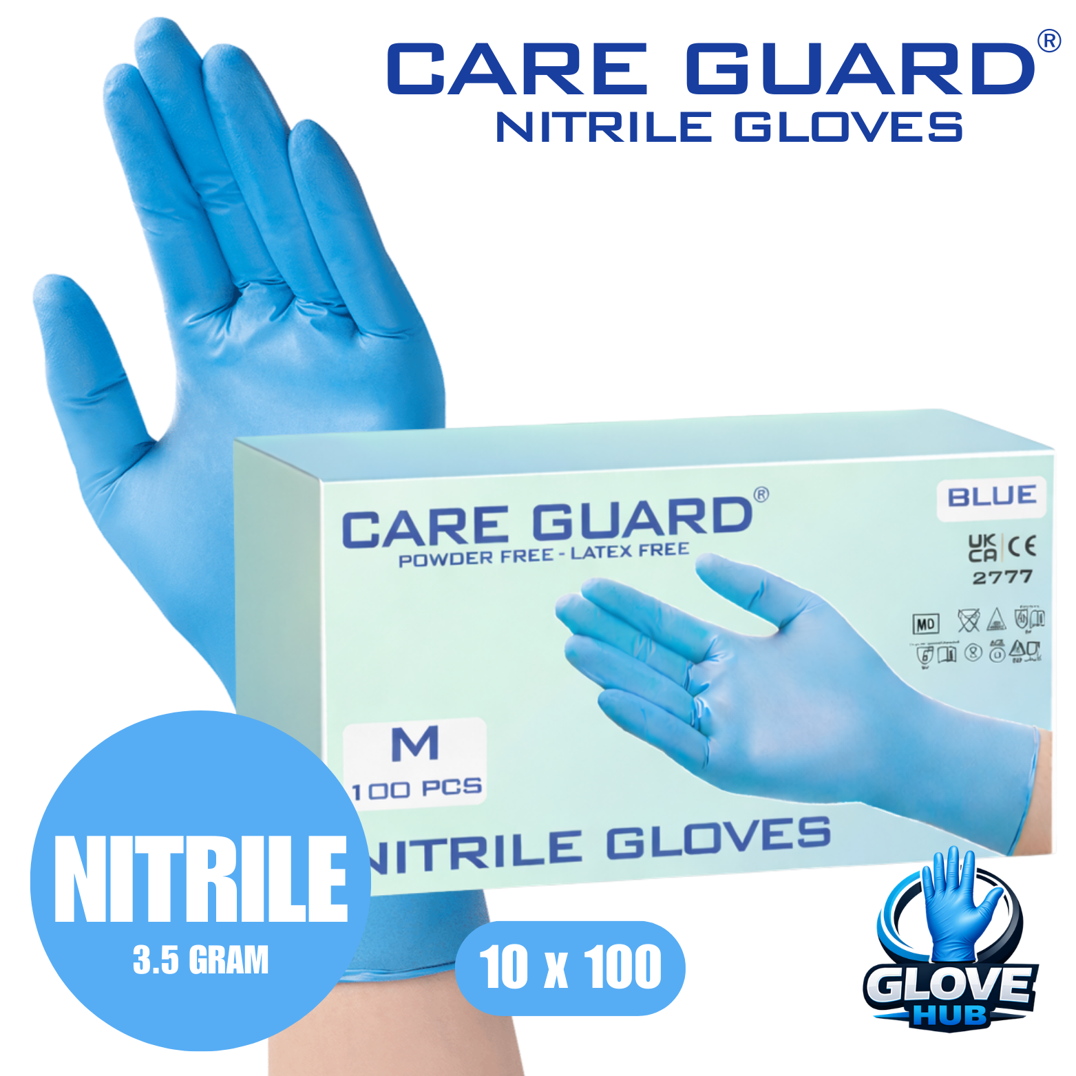 CareGuard Nitrile Gloves - Powder Free - Latex Free - (£1.88 A Box) - 1/2 Pallet Deal (60 Cases)